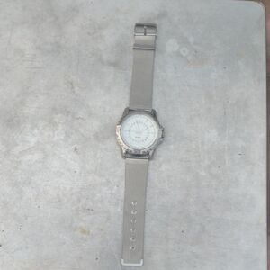 Silver Watch with White Dial
